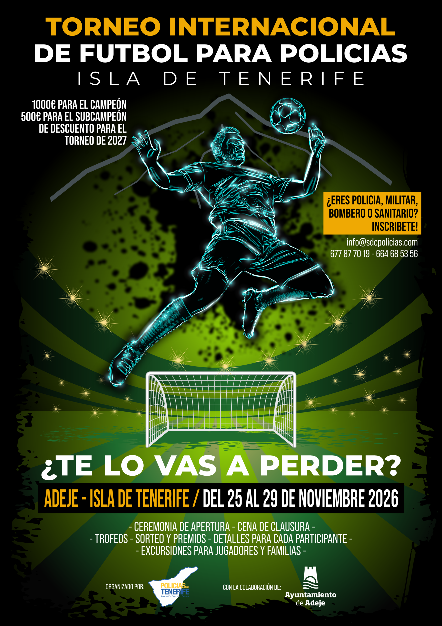 Cartel informativo del IV Torneo internacional de futbol para policias. Diciembre 2023